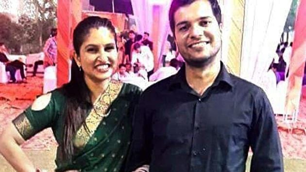File picture of missing IAF AN-32 Pilot Ashish Tanwar and his wife Sandhya, who works in Air Traffic Control (ATC) was on duty when the flight took off from the base at 12.25 pm for the advanced landing ground at Mechuka in Arunachal Pradesh. ((ANI Photo)) File picture of missing IAF AN-32 Pilot Ashish Tanwar and his wife Sandhya, who works in Air Traffic Control (ATC) was on duty when the flight took off from the base at 12.25 pm for the advanced landing ground at Mechuka in Arunachal Pradesh. ((ANI Photo))