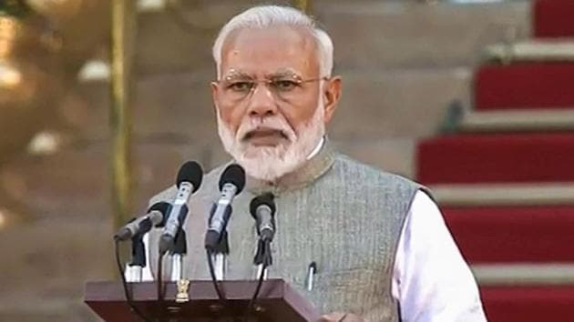 Prime Minister Narendra Modi taking oath of office and secrecy for the second consecutive term at the swearing-in ceremony at forecourt of Rashtrapati Bhavan in New Delhi. (PTI/ File photo) Prime Minister Narendra Modi taking oath of office and secrecy for the second consecutive term at the swearing-in ceremony at forecourt of Rashtrapati Bhavan in New Delhi. (PTI/ File photo)