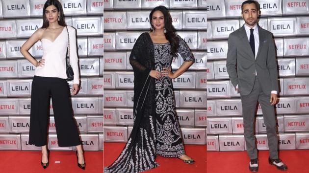 Diana Penty, Huma Qureshi and Imran Khan at Leila premiere.(Varinder Chawla)