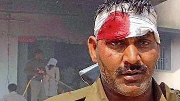 Chief minister Nitish Kumar on Friday directed the police top brass to intensify patrolling to ensure greater visibility. Here, a policeman returns injured after dispelling a crowd in Ara district, Bihar. (PTI) Chief minister Nitish Kumar on Friday directed the police top brass to intensify patrolling to ensure greater visibility. Here, a policeman returns injured after dispelling a crowd in Ara district, Bihar. (PTI)