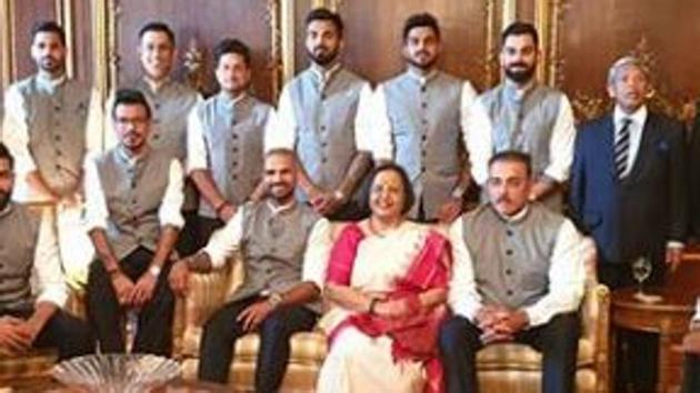 The players of Indian cricket team with India’s High Commissioner to UK in London.(BCCI/ Instagram)