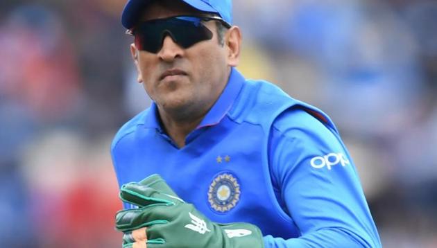 India's MS Dhoni fields during the ICC World Cup 2019 group stage match against South Africa.(AFP)