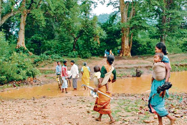 Villager’s crossing dense Saranda Forest to reach their village Digha.(HT file photo) Villager’s crossing dense Saranda Forest to reach their village Digha.(HT file photo)