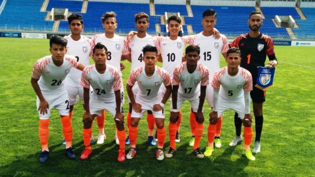 Akash Mishra’s perfectly-placed header earned India a 1-1 draw against Bulgaria.(AIFF)