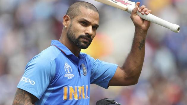 India's Shikhar Dhawan acknowledges the applause from the crowd as he leaves the field. (AP)