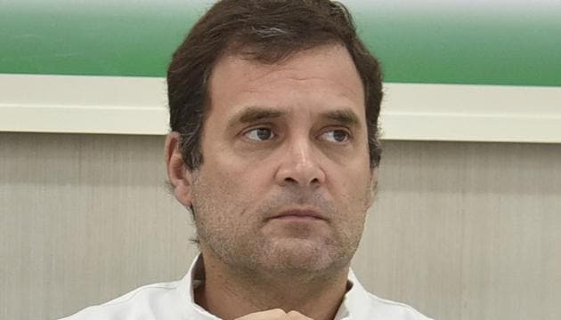 Senior Congress leader Veerappa Moily on Saturday said Rahul Gandhi should reconsider his stand of resigning from the party post and suggested that the latter should first find a suitable candidate before quitting.(Sanjeev Verma/HT PHOTO)