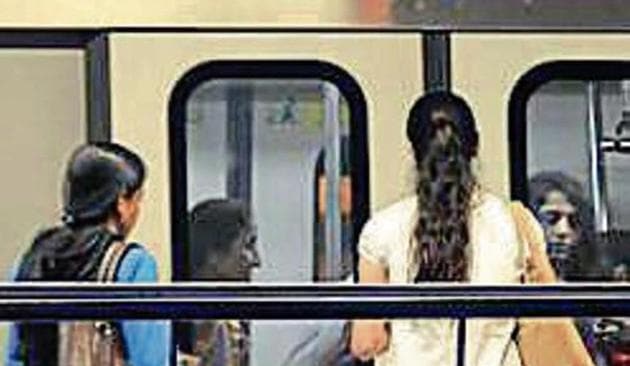 Women waiting Metro train arrive their destination at Noida Sector 15. (Sonu Mehta/ Hindustan Times) Women waiting Metro train arrive their destination at Noida Sector 15. (Sonu Mehta/ Hindustan Times)