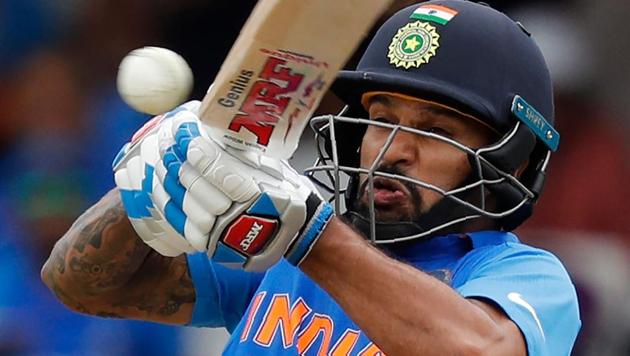 India's Shikhar Dhawan plays a shot.(AFP)