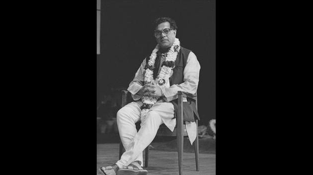Girish Karnad addresses a gathering during the Sahitya Akademi Award ceremony in New Delhi, on February 21, 1995. He served as director of the Film and Television Institute of India (1974–1975) and chairman of the Sangeet Natak Akademi (1988–93). He also served as director of the Nehru Centre and as Minister of Culture at the Indian High Commission, London (2000–2003). (Sanjay Sharma / HT Archive) Girish Karnad addresses a gathering during the Sahitya Akademi Award ceremony in New Delhi, on February 21, 1995. He served as director of the Film and Television Institute of India (1974–1975) and chairman of the Sangeet Natak Akademi (1988–93). He also served as director of the Nehru Centre and as Minister of Culture at the Indian High Commission, London (2000–2003). (Sanjay Sharma / HT Archive)
