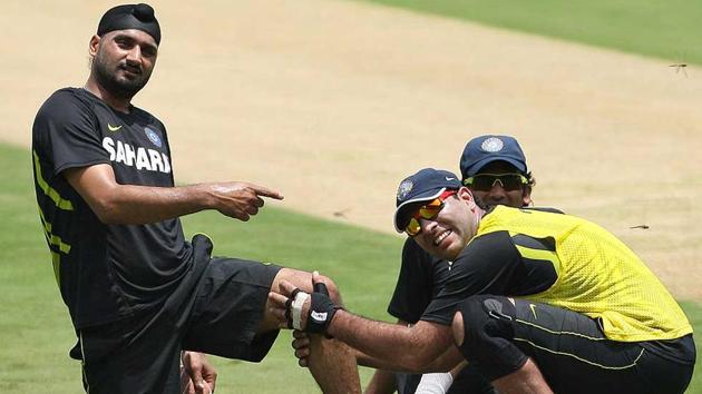 File photo of Harbhajan Singh and Yuvraj Singh. (AP) File photo of Harbhajan Singh and Yuvraj Singh. (AP)