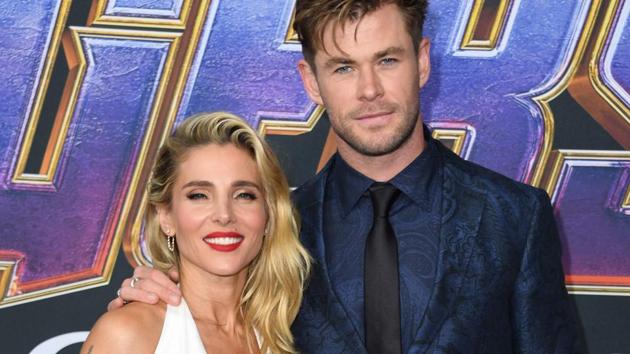 Australian actor Chris Hemsworth and his wife Spanish actor Elsa Pataky arrive for the World premiere of Marvel Studios' Avengers: Endgame.(AFP)