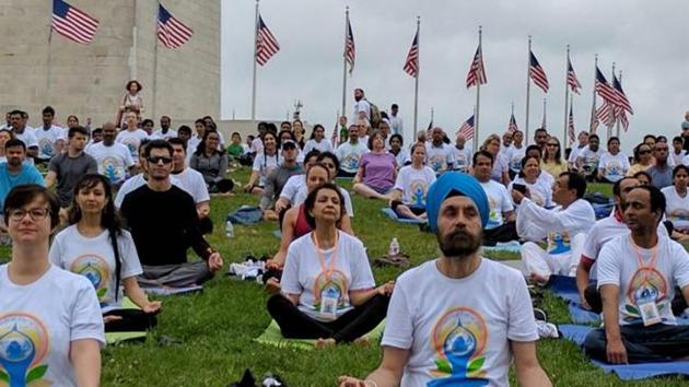 The mission in Washington has further launched an active promotion campaign which has been successful in getting a record-breaking registration number for the yoga day celebrations.(PTI File Photo) The mission in Washington has further launched an active promotion campaign which has been successful in getting a record-breaking registration number for the yoga day celebrations.(PTI File Photo)