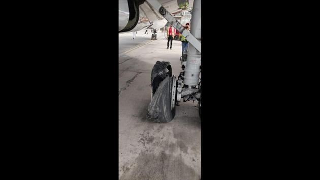 A SpiceJet flight returning from Dubai made a safe landing at Jaipur even after one of the tyres of the aircraft burst. The landing took place at 9:03 am. All 189 passengers and the crew members are safe. “While aircraft was descending at Jaipur, pilots were informed by Jaipur ATC of suspected tyre burst at Dubai. The crew followed their procedures and landed safely at Jaipur,” a SpiceJet spokesperson said. (ANI) A SpiceJet flight returning from Dubai made a safe landing at Jaipur even after one of the tyres of the aircraft burst. The landing took place at 9:03 am. All 189 passengers and the crew members are safe. “While aircraft was descending at Jaipur, pilots were informed by Jaipur ATC of suspected tyre burst at Dubai. The crew followed their procedures and landed safely at Jaipur,” a SpiceJet spokesperson said. (ANI)