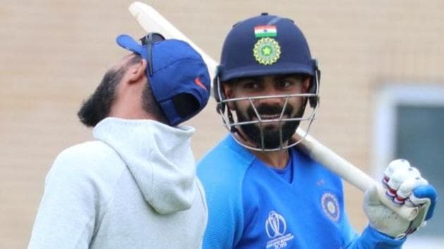 Virat Kohli and Ravindra Jadeja during a practice session in Nottingham.(BCCI/ Twitter)