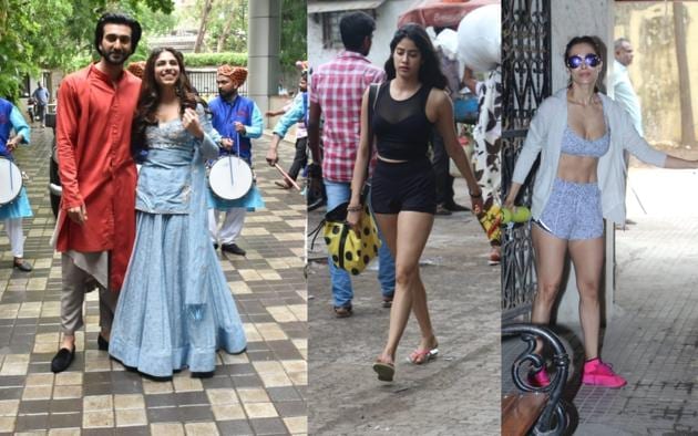 Meezaan and Sharmin Segal, Janhvi Kapoor and Malaika Arora spotted in Mumbai.(Varinder Chawla)