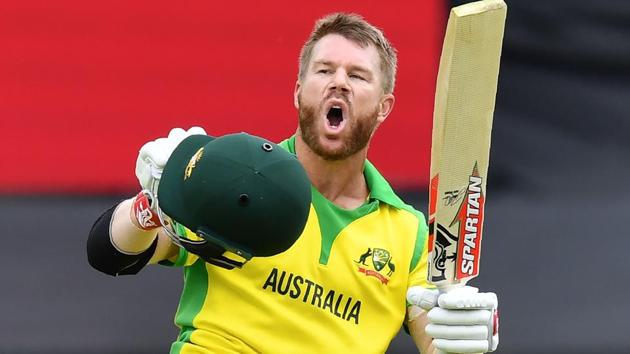 David Warner celebrates after scoring a century against Pakistan in the ICC World Cup. (AFP) David Warner celebrates after scoring a century against Pakistan in the ICC World Cup. (AFP)