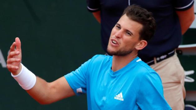 French Open - Roland Garros, Paris, France - June 9, 2019. Austria's Dominic Thiem reacts during his final match against Spain's Rafael Nadal. (REUTERS) French Open - Roland Garros, Paris, France - June 9, 2019. Austria's Dominic Thiem reacts during his final match against Spain's Rafael Nadal. (REUTERS)