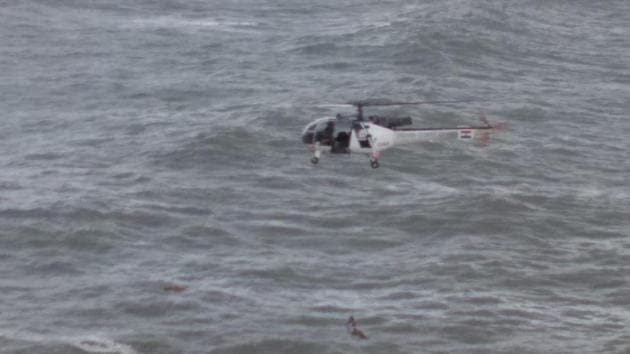 A 26-year-old army officer who slipped off the rocks and fell into the choppy sea was rescued by a coast guard helicopter on Thursday (Coast Guard) A 26-year-old army officer who slipped off the rocks and fell into the choppy sea was rescued by a coast guard helicopter on Thursday (Coast Guard)