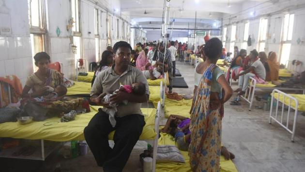 The suffered children of Acute Encephalitis Syndrome under treatment in the different ward of Sri Krishna Medical College and Hospital (SKMCH) 40 plus children have died in the last 10 days from a deadly brain disease? in Muzaffarpur , India, on Thursday, June 13, 2019.((Photo by Parwaz Khan / Hindustan Times))