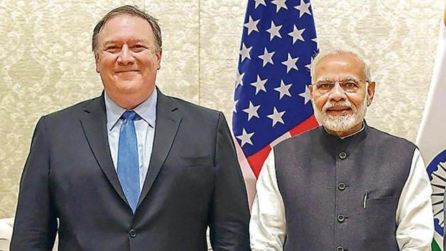 US Secretary of State Mike Pompeo (left) with PM Narendra Modi in New Delhi on September 06, 2018. (PTI file)