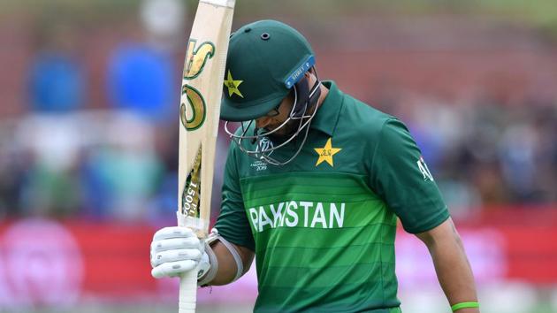 Pakistan's Imam-ul-Haq reacts as he walks back to the pavilion after his dismissal. (AFP) Pakistan's Imam-ul-Haq reacts as he walks back to the pavilion after his dismissal. (AFP)