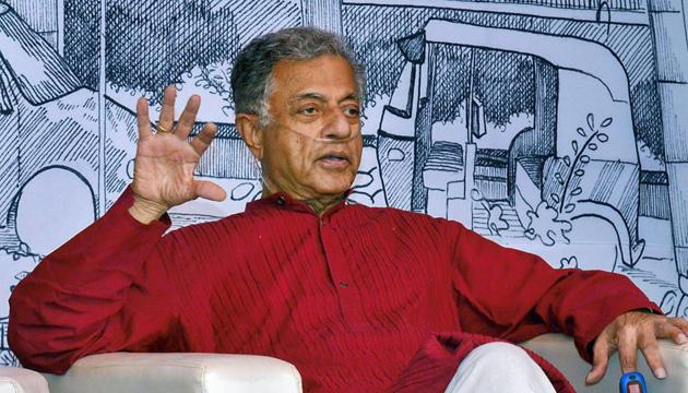In this file photo dated Oct 28, 2018, actor-writer Girish Karnad at the 7th edition of Bangalore Literature Festival (BLF), in Bengaluru.(PTI)
