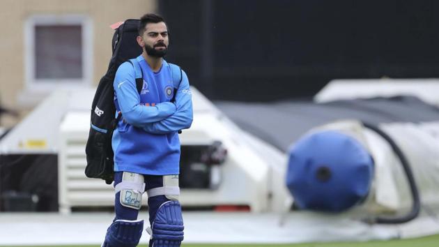 Nottingham: India's captain Virat Kohli leaves after inspecting the pitch during a training session ahead of their Cricket World Cup match against New Zealand at Trent Bridge in Nottingham, England, Wednesday, June 12, 2019. AP/PTI(AP6_12_2019_000129A)(AP)