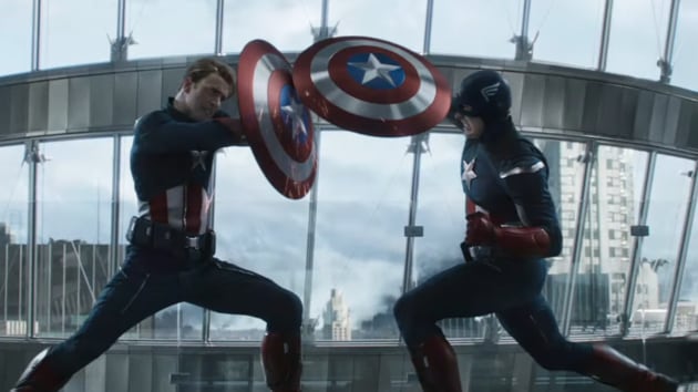 Captain America vs Captain America, in a still from Avengers: Endgame.