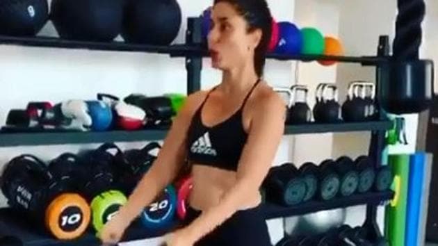 Kareena Kapoor works out in London.