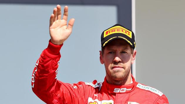 Second placed Sebastian Vettel of Germany and Ferrari. (AFP) Second placed Sebastian Vettel of Germany and Ferrari. (AFP)