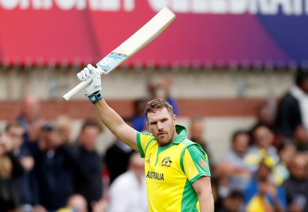 Australia's Aaron Finch acknowledges fans after losing his wicket. (Action Images via Reuters)