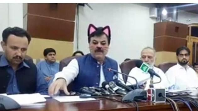 In a comedy of errors, a person streaming live on Facebook a conference by a Pakistani minister accidentally activated the cat filter(Facebook user)