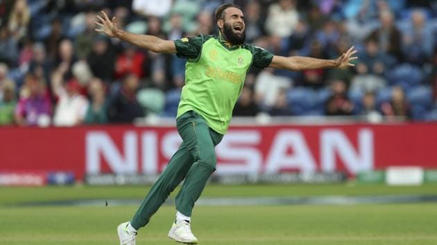 South Africa's Imran Tahir celebrates taking the wicket of Afghanistan's Noor Ali Zadran. (AP) South Africa's Imran Tahir celebrates taking the wicket of Afghanistan's Noor Ali Zadran. (AP)