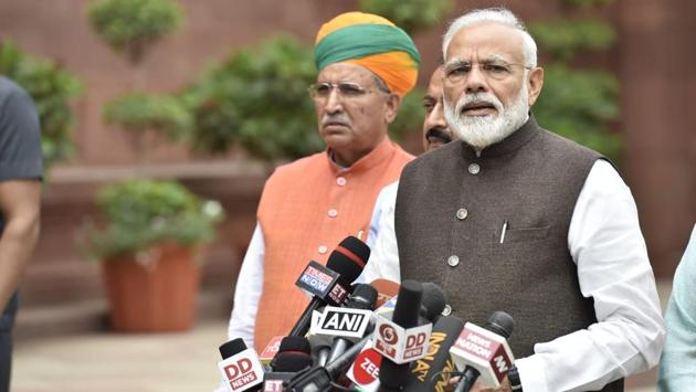 Leader of the House and Prime Minister Narendra Modi, Defence Minister Rajnath Singh and Home Minister Amit Shah were among those who took oath as Members of the 17th Lok Sabha that commenced on Monday. Prime Minister Modi assured the opposition that their ‘every word’ will be taken seriously by the government despite the NDA’s numerical advantage in Parliament. (Ajay Aggarwal / HT Photo)