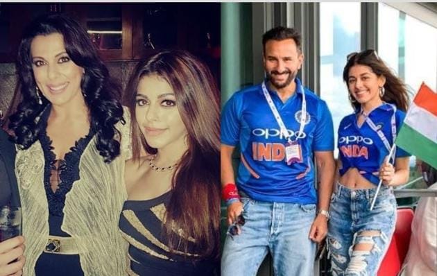 Alaia Furniturewala with mother Pooja Bedi (left) and with Saif Ali Khan (right).