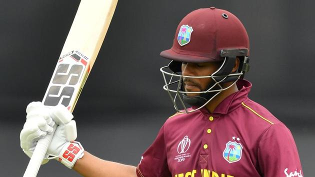 West Indies' Shai Hope celebrates reaching 50 runs. (AFP) West Indies' Shai Hope celebrates reaching 50 runs. (AFP)