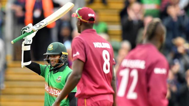 Bangladesh's Shakib Al Hasan (L) celebrates his century during the 2019 Cricket World Cup. (AFP) Bangladesh's Shakib Al Hasan (L) celebrates his century during the 2019 Cricket World Cup. (AFP)