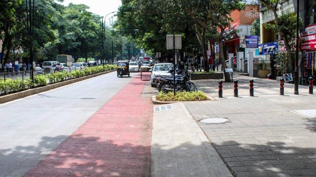 A cycle track in the city ready for use; but, where are the cycles? It is time to ensure cycling remains part of Pune’s lifestyle.(HT FILE)