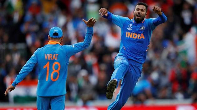 India's Hardik Pandya celebrates taking the wicket of Pakistan's Shoaib Malik.(Action Images via Reuters) India's Hardik Pandya celebrates taking the wicket of Pakistan's Shoaib Malik.(Action Images via Reuters)