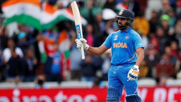 India's Rohit Sharma celebrates his century. (Action Images via Reuters)