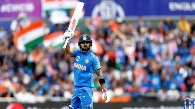 India's Virat Kohli celebrates his 50. (Action Images via Reuters)