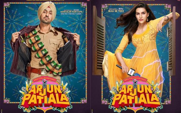 Arjun Patiala posters show Diljit Dosanjh and Kriti Sanon as a cop and as a reporter, respectively.