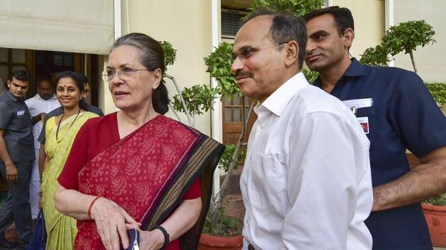 UPA chairperson Sonia Gandhi with Congress MP Adhir Ranjan Chowdhury, NCP leader Supriya Sule after a meeting to decide their strategy in Parliament, in New Delhi. (PTI) UPA chairperson Sonia Gandhi with Congress MP Adhir Ranjan Chowdhury, NCP leader Supriya Sule after a meeting to decide their strategy in Parliament, in New Delhi. (PTI)