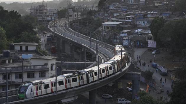 The Mumbai Metropolitan Region Development Authority (MMRDA) on Monday said that track-laying for two Metro lines – Metro-2A (Dahisar-DN Nagar) and Metro-7 (Dahisar East-Andheri East) – has started on the Link Road and the Western Express Highway (WEH). (Kunal Patil/Hindustan Times)