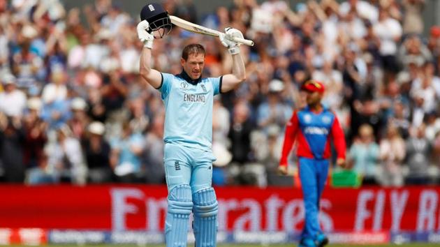 Cricket - ICC Cricket World Cup - England v Afghanistan - Old Trafford, Manchester, Britain - June 18, 2019 England's Eoin Morgan celebrates his century Action Images via Reuters/Jason Cairnduff(Action Images via Reuters)