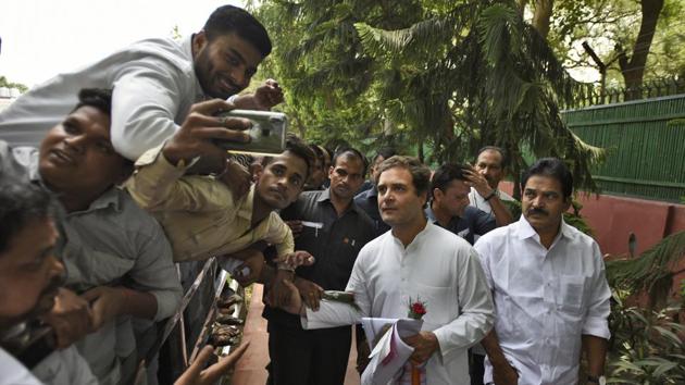 Congress president Rahul Gandhi replied to Narendra Modi after the Prime Minister wished him on his 49th birthday with “good health and a long life” on Wednesday. PM Modi had taken to Twitter to convey his wishes to Rahul Gandhi, who was born on June 19, 1970. “Thank you for your greetings @narendramodi ji. I appreciate them,” Rahul Gandhi replied to Prime Minister Modi on Twitter. (Burhaan Kinu / HT Photo)