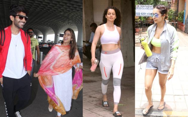 Sara Ali Khan in white crop top and yoga pants leaves Mumbai