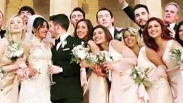 Parineeti Chopra (second from right) during Priyanka Chopra and Nick Jonas’ wedding.(Instagram)