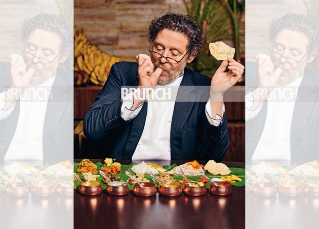 Chef Marco Pierre White sampling the traditional Onam Sadhya in Bengaluru, India. Photos shot exclusively for HT Brunch by Prabhat Shetty(Location: Riwaz, The Ritz-Carlton Bangalore)