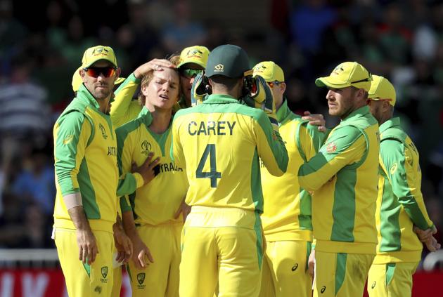 Australia's Adam Zampa celebrates with teammates.(AP)